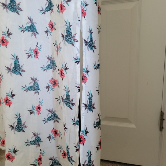 Club Monaco KellBee Silk Dress 6 NWT One Shoulder Ruffle Tropical Pineapples - Picture 6 of 16